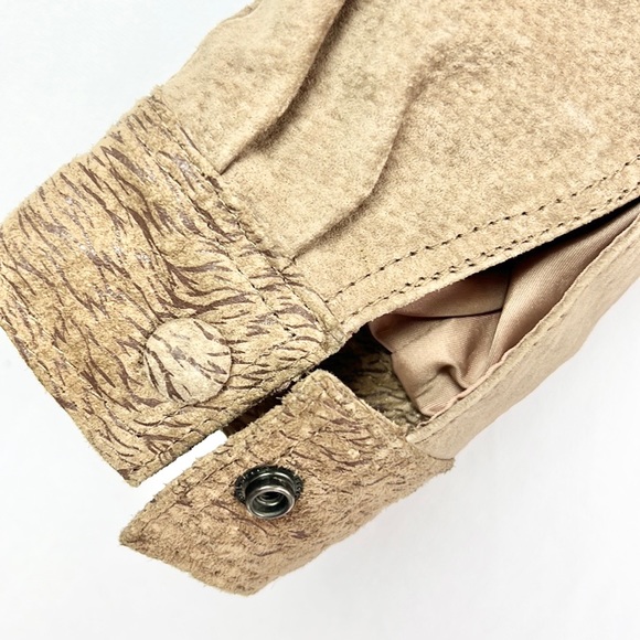 BYRNES & BAKER |✨VINTAGE 80s!!✨Tan Animal Print Suede Tied Leather Jacket Coat - Picture 16 of 16